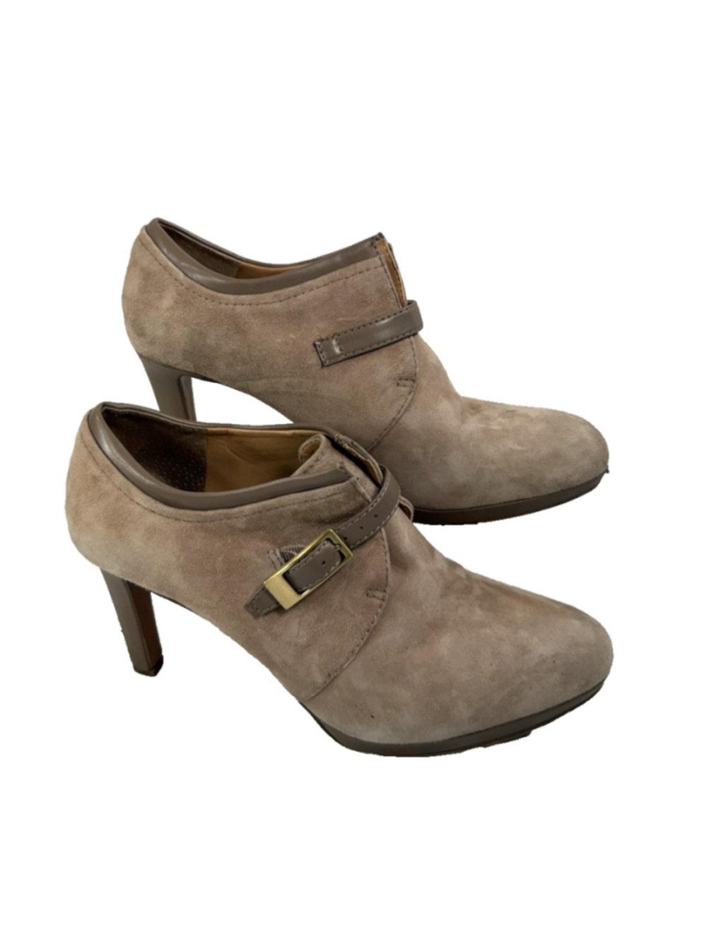 Franco Sarto Womens Serene Boot Size 9 M Nude Tan Suede High Heel Elegant Bootie